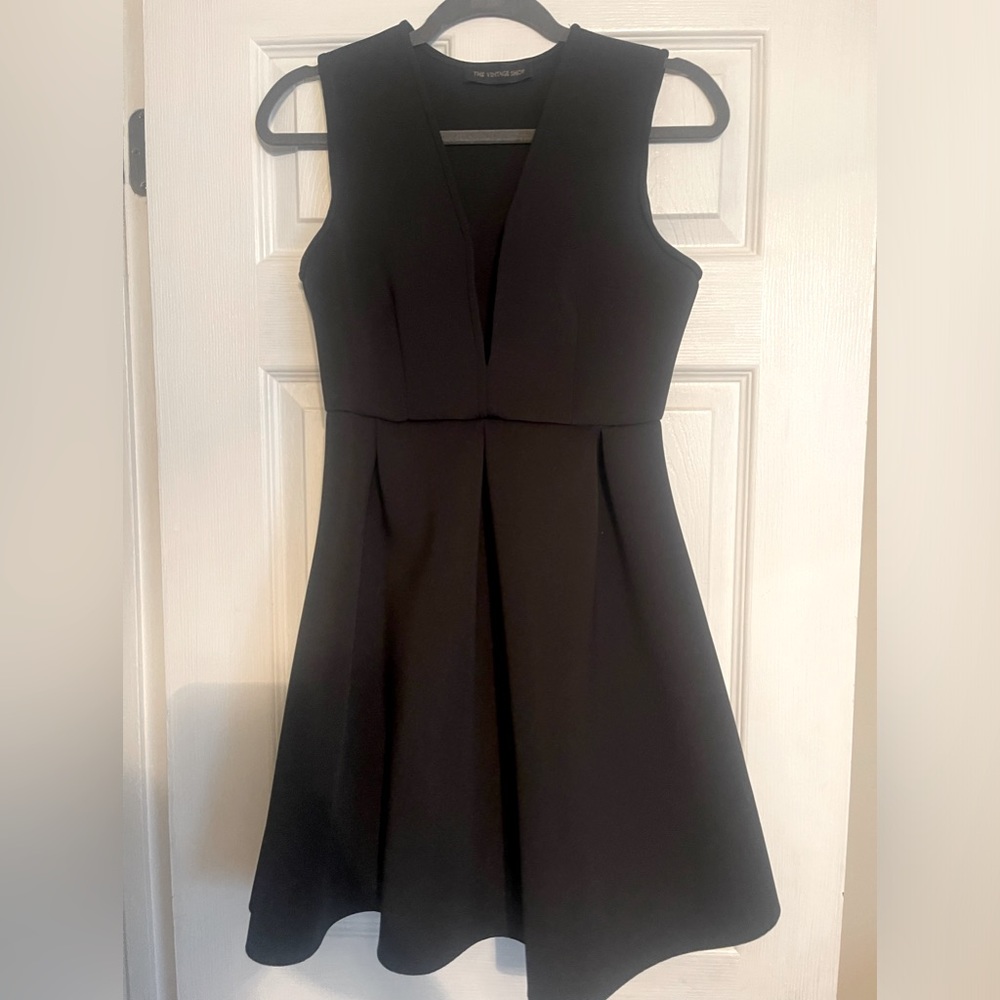 Black deep v neck dress